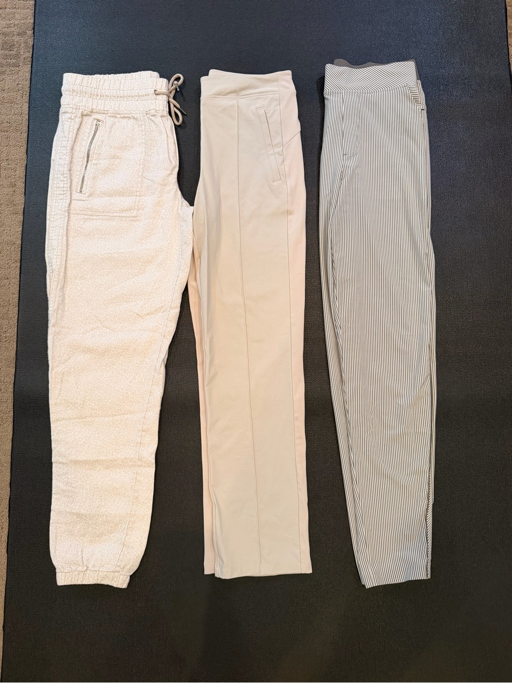 Athleta Beige and Grey Track Pants Trio Tall